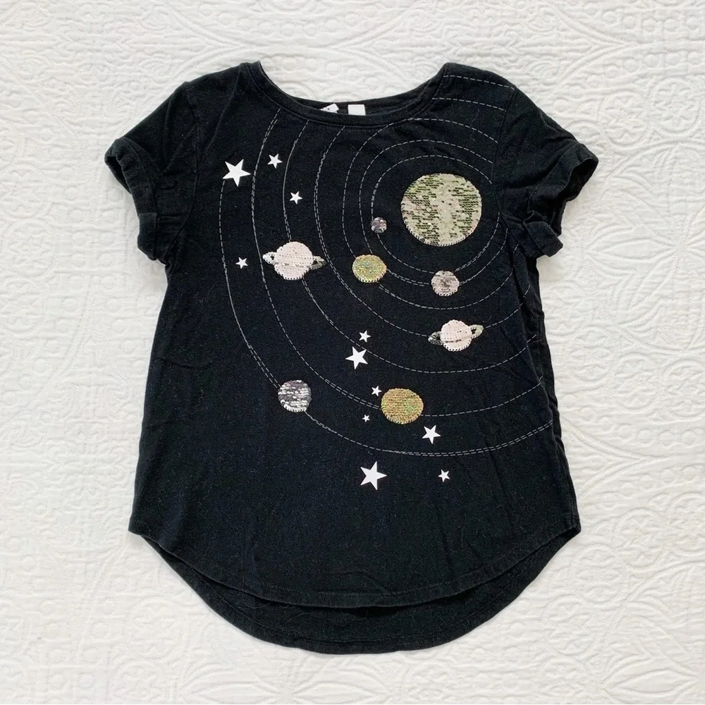 Gap Girls' Flippy Sequin Solar System Short Sleeve Tee Shirt‎